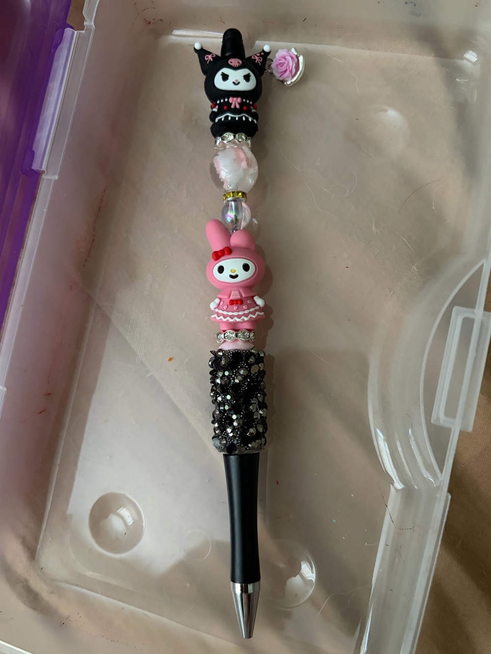Sanrio My Melody & Kuromi Pink and Black beaded pen